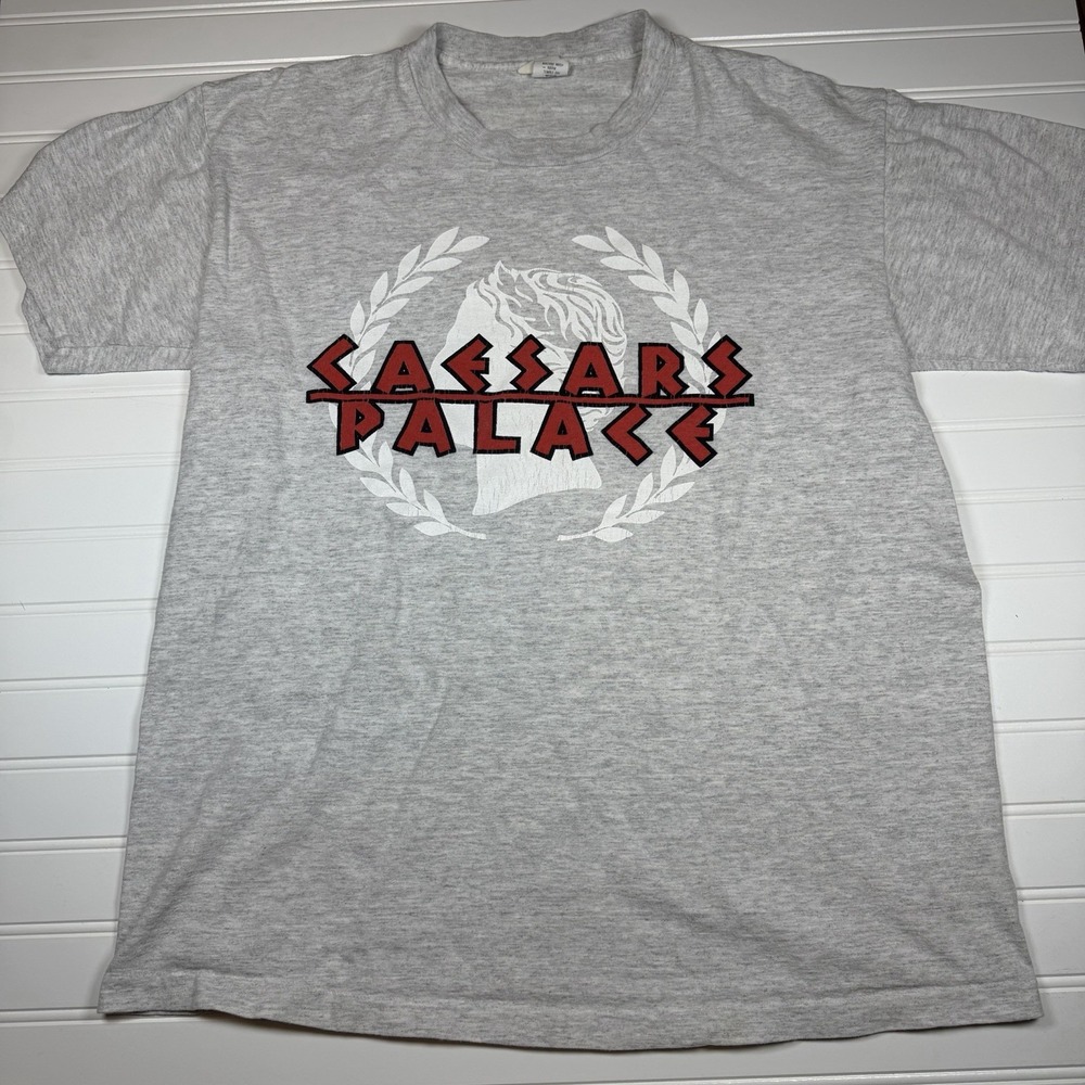 Vtg 80s 90s Caesars Palace Las Vegas T-Shirt Single Stitch Heather Grey‎ L